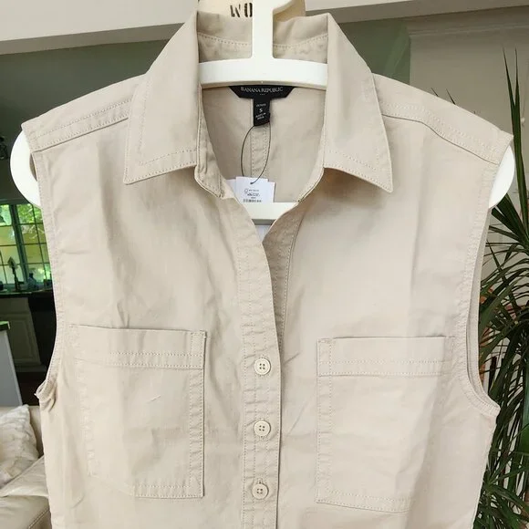 BANANA REPUBLIC Twill Mini Romper Size S Petite - Picture 5 of 7